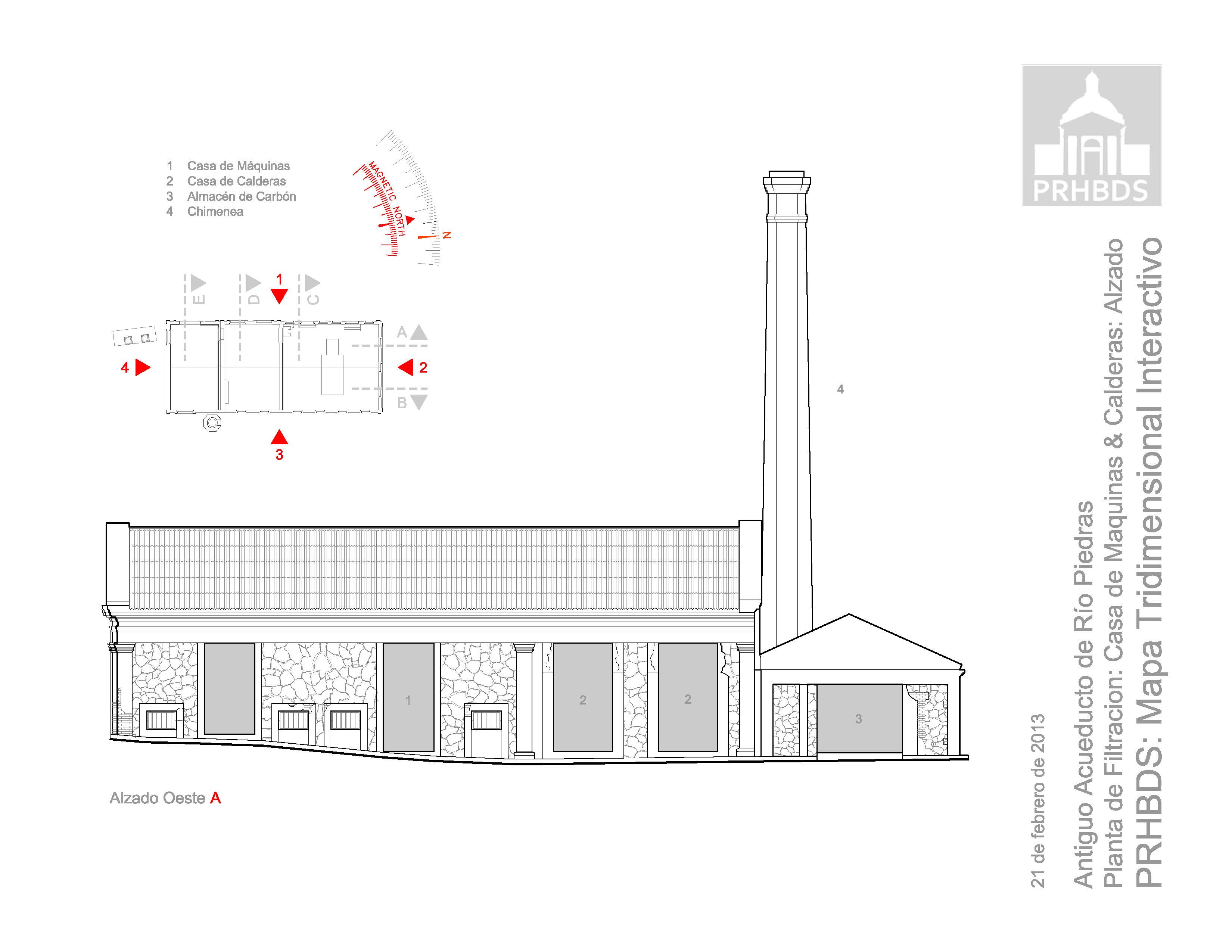 Antiguo Acueductos de Río Piedras - Casa de Máquinas & Calderas 1 - Alzado